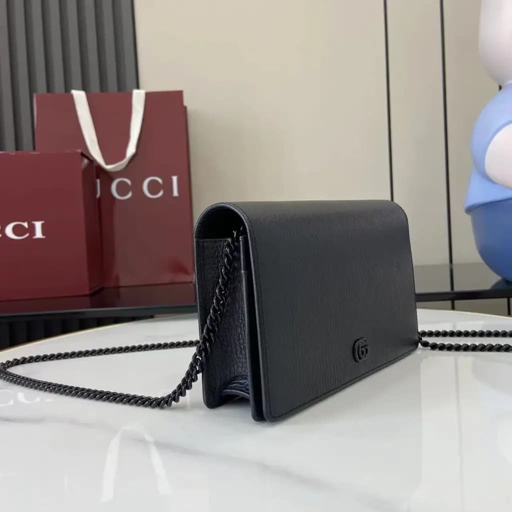 구찌 Gucci GG 마몬트 레더 금장 체인 미니 크로스백  상세 이미지