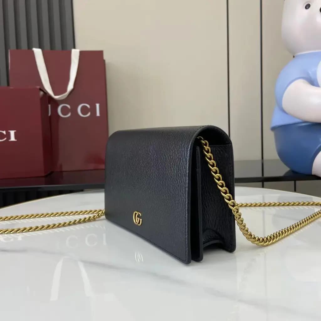 구찌 Gucci GG 마몬트 레더 금장 체인 미니 크로스백  상세 이미지
