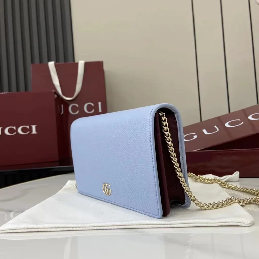 구찌 Gucci GG 마몬트 레더 금장 체인 미니 크로스백  상세 이미지