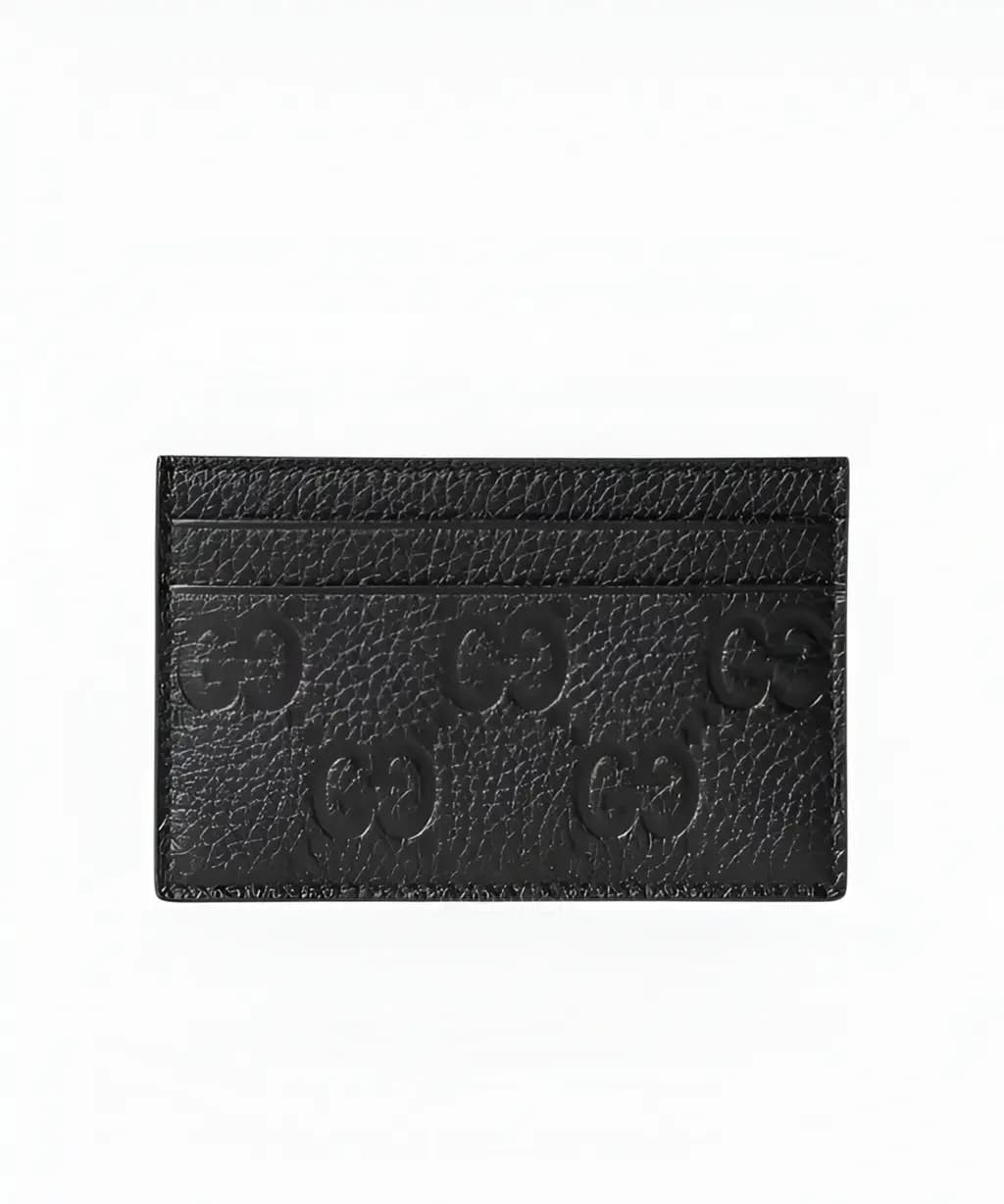 구찌 블랙 GG 레더 임프린트 카드 홀더