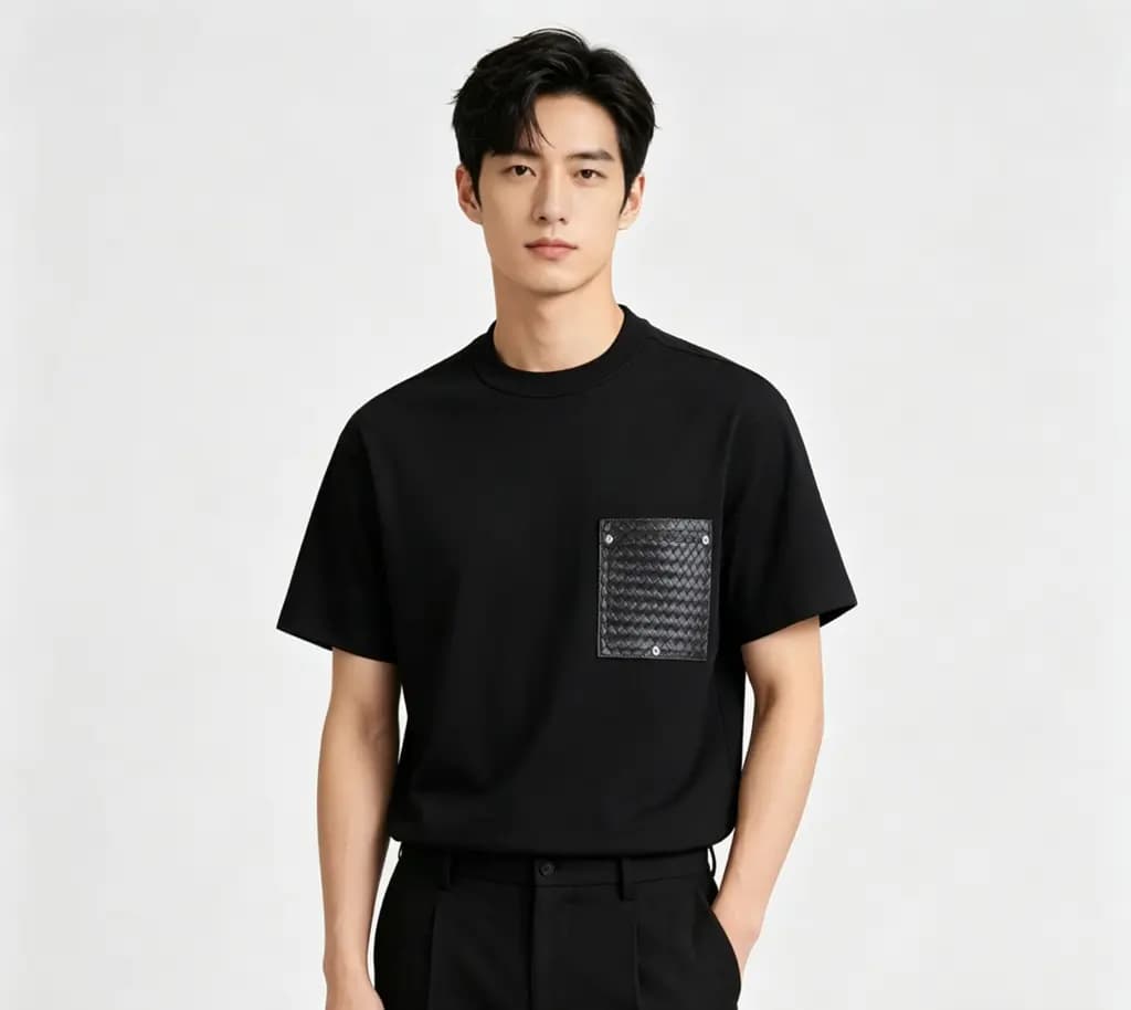 보테가베네타 보테가베네타 레더 리벳 포켓 반팔티셔츠 상세 이미지