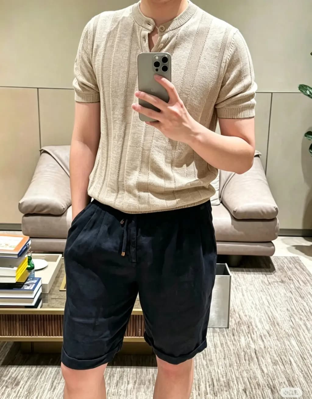 보스넬로쿠치넬리 브루넬로 쿠치넬리 골지 니트 헨리넥 티셔츠 상세 이미지