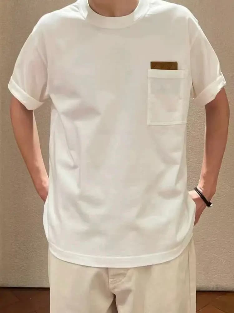 보테가베네타 보테가베네타 우븐 레더 패치 반팔 티셔츠 상세 이미지