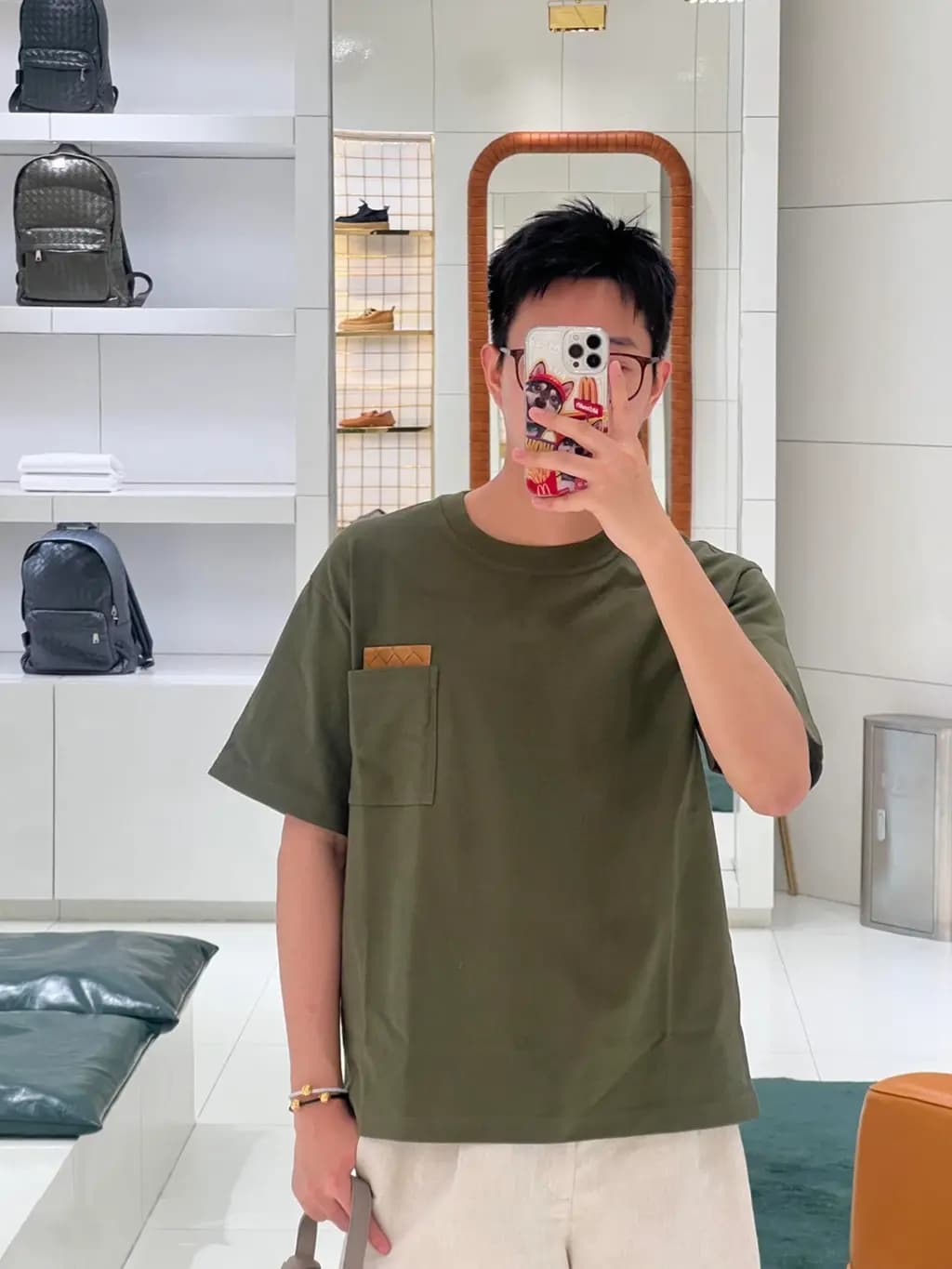 보테가베네타 보테가베네타 우븐 레더 패치 반팔 티셔츠 상세 이미지