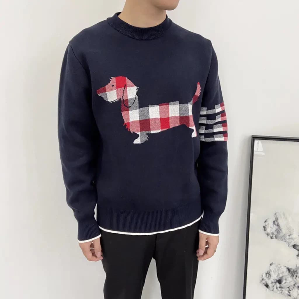 톰브라운 톰브라운 크레이프 체크 헥터 니트티 상세 이미지