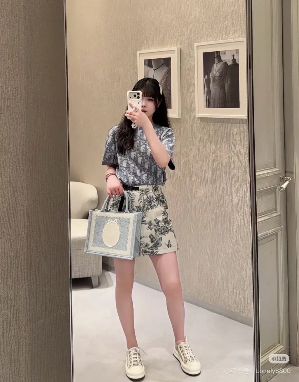 디올 디올 오블리크 자카드 니트 반팔 티셔츠 상세 이미지
