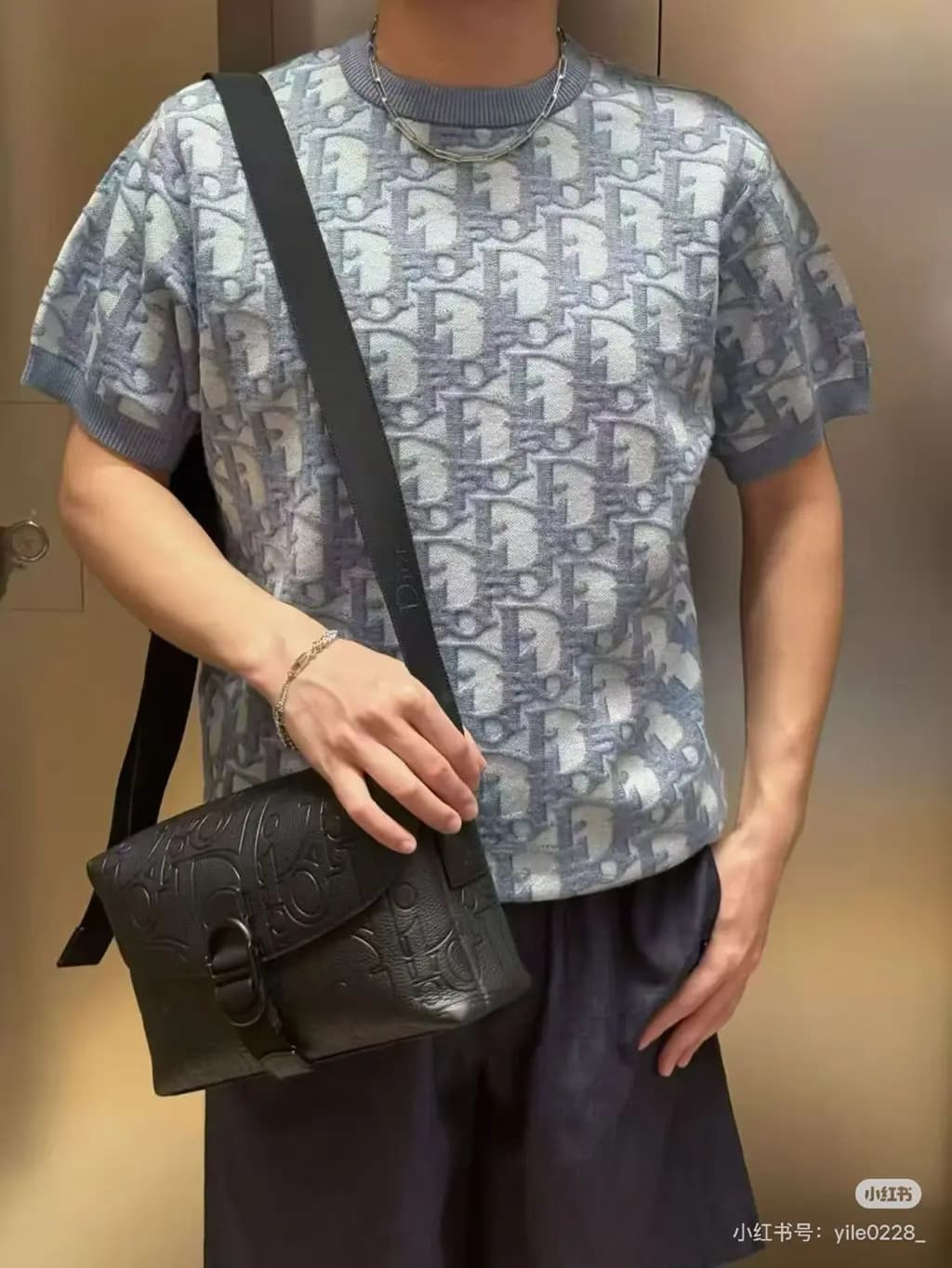 디올 디올 오블리크 자카드 니트 반팔 티셔츠 상세 이미지