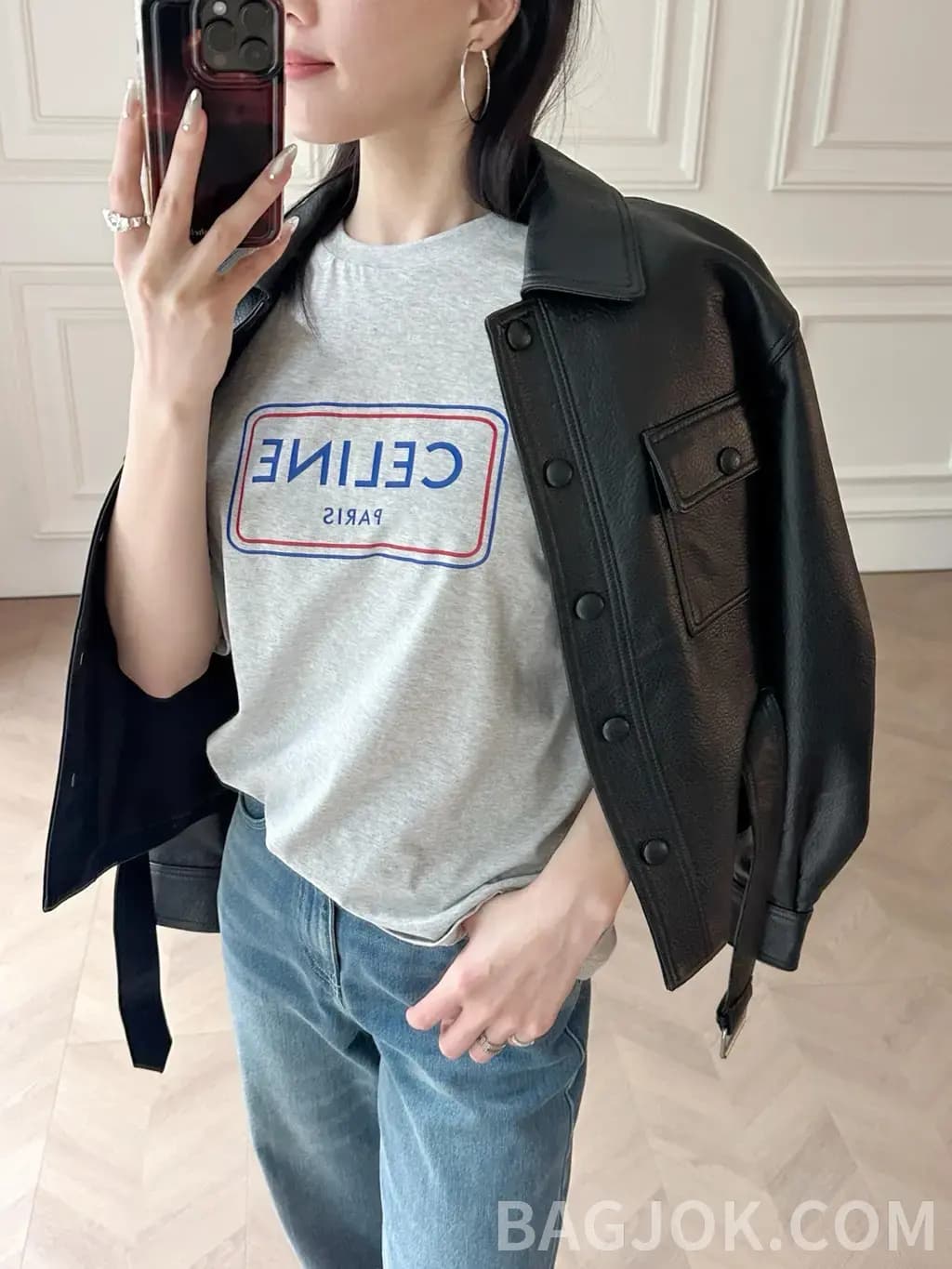 셀린느 셀린느 프린트 레터링 로고 티셔츠 상세 이미지
