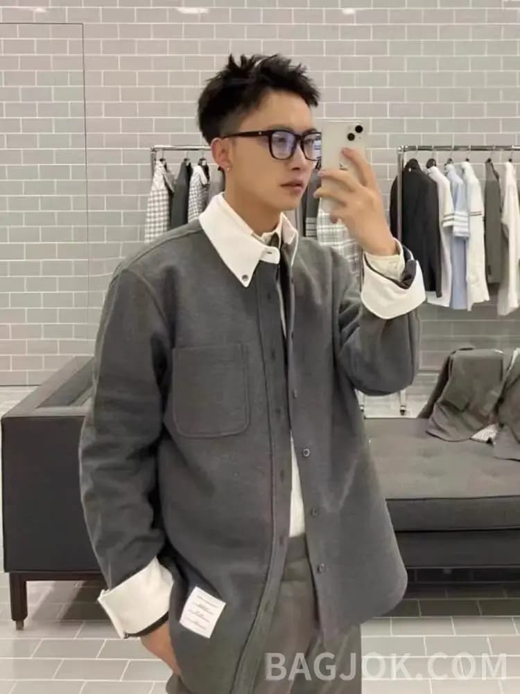 톰브라운 톰브라운 루즈핏 트윌 트렌치 셔츠 상세 이미지
