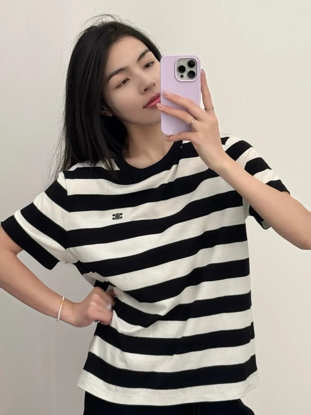 셀린느 셀린느 트리옹프 스트라이프 반팔 티셔츠 상세 이미지