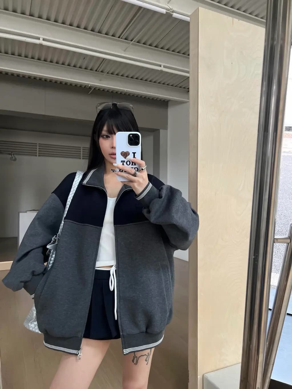 미우미우 미우미우 컬러 블록 메리노 울 집업 자켓 상세 이미지