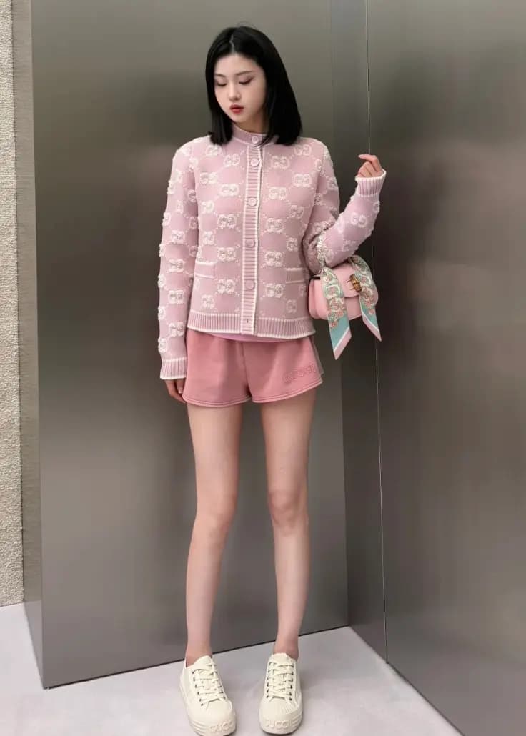 구찌 구찌 GG 울 부클레 자카드 가디건 상세 이미지
