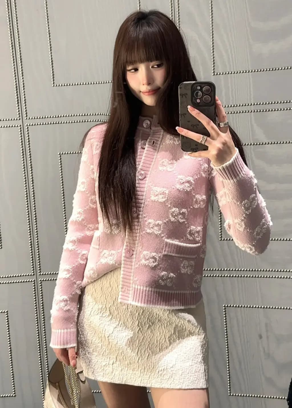 구찌 구찌 GG 울 부클레 자카드 가디건 상세 이미지
