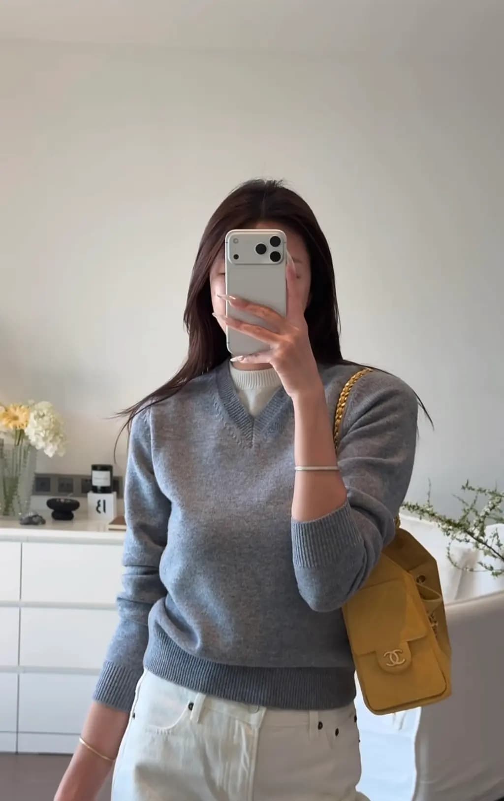 샤넬 샤넬 V넥 레이어드 니트 상세 이미지