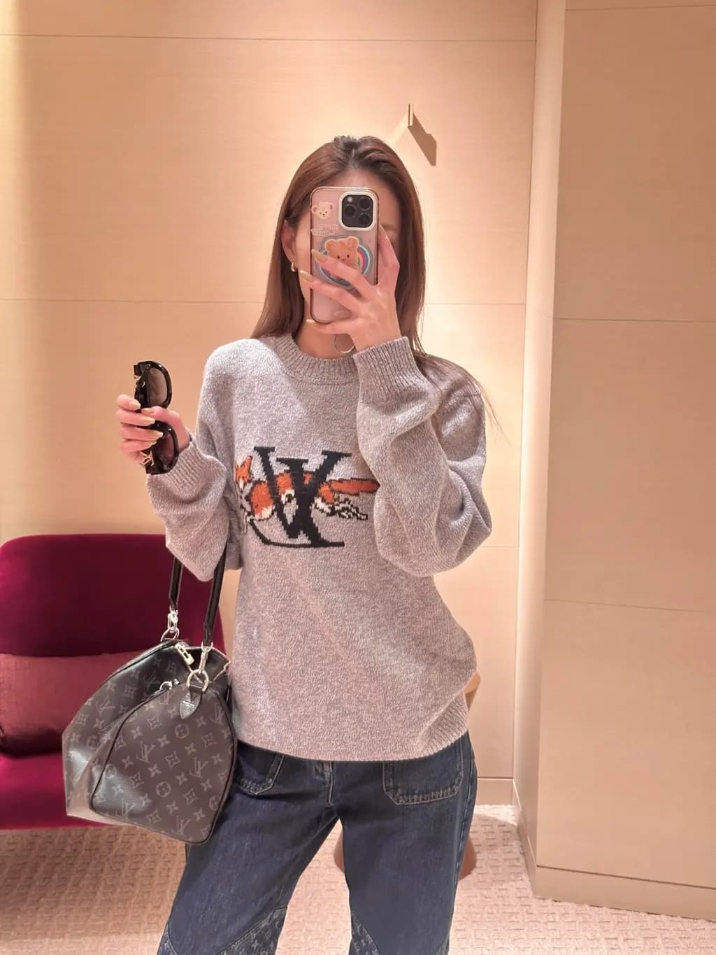 루이비통 루이비통 폭스 LV 자카드 니트 스웨터 상세 이미지