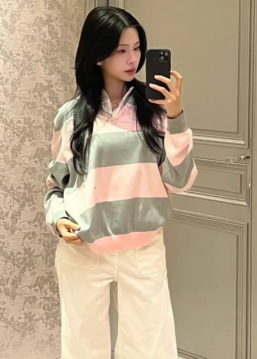 디올 디올 조나단 앤더슨 첫 시즌 스트라이프 폴로 니트 상세 이미지