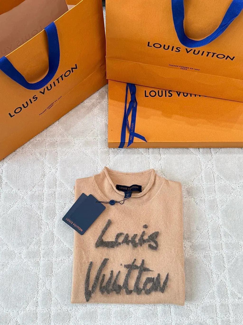 루이비통 루이비통 루이 Vuitton 스크립트 니트 반팔 티셔츠 상세 이미지