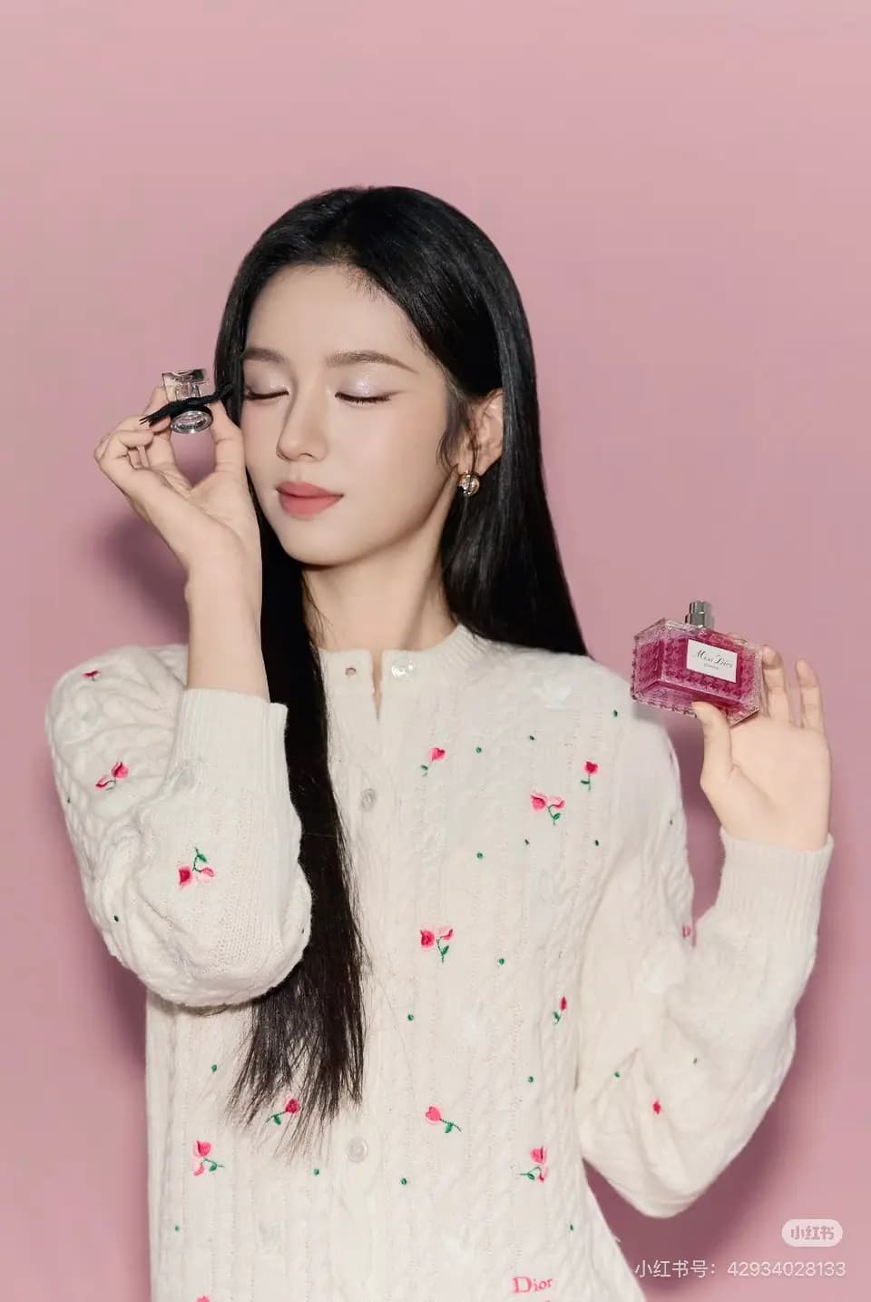 디올 디올 도브스 앤 로즈 자수 케이블 니트 가디건 상세 이미지