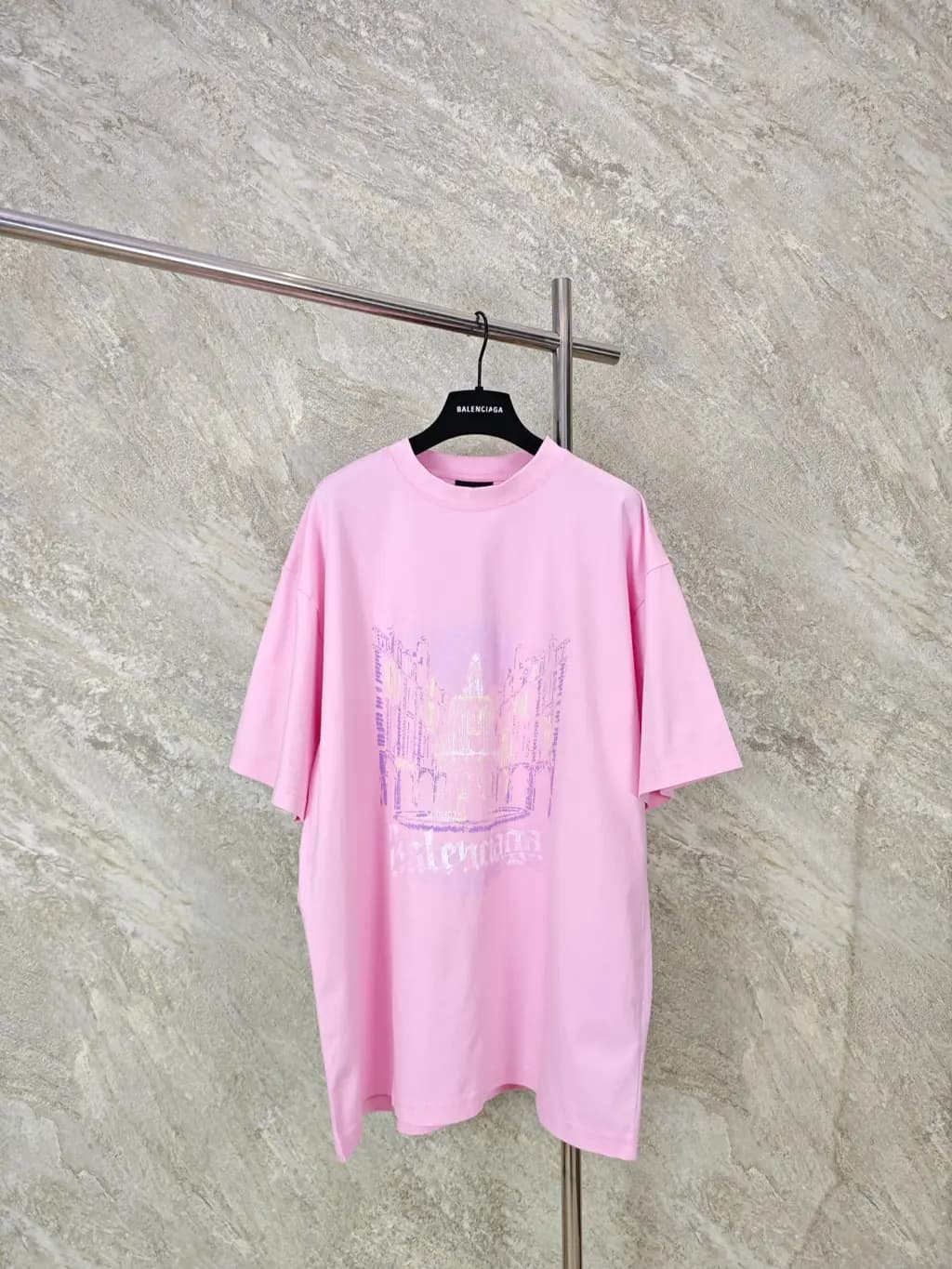 발렌시아가 빌딩 그래픽 반팔 티셔츠