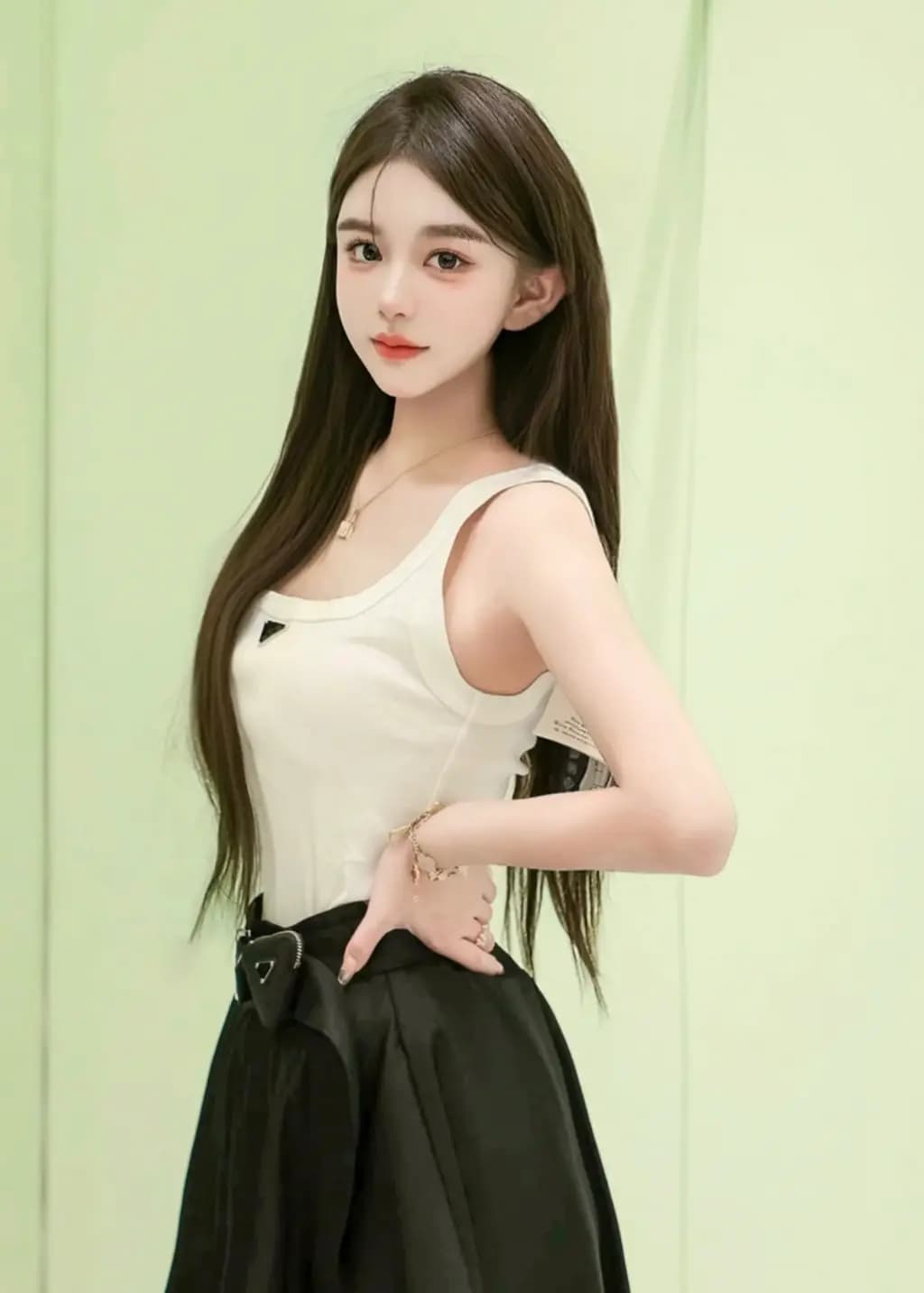 프라다 프라다 삼각 로고 리브드 탱크탑 상세 이미지