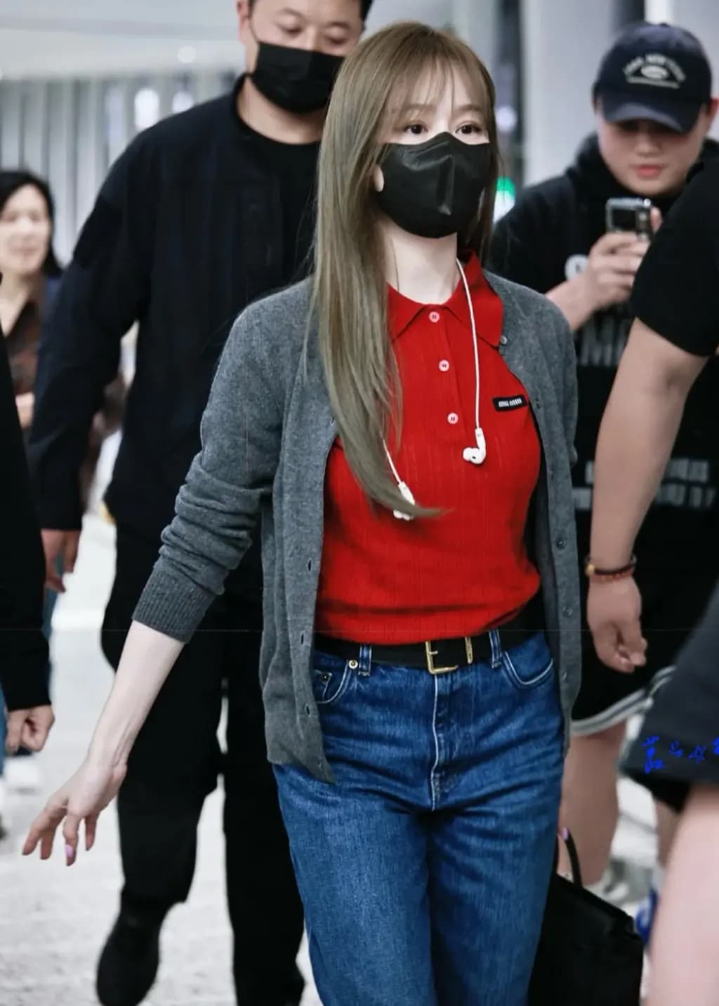 미우미우 미우미우 캐시미어 실크 혼방 폴로 셔츠 상세 이미지