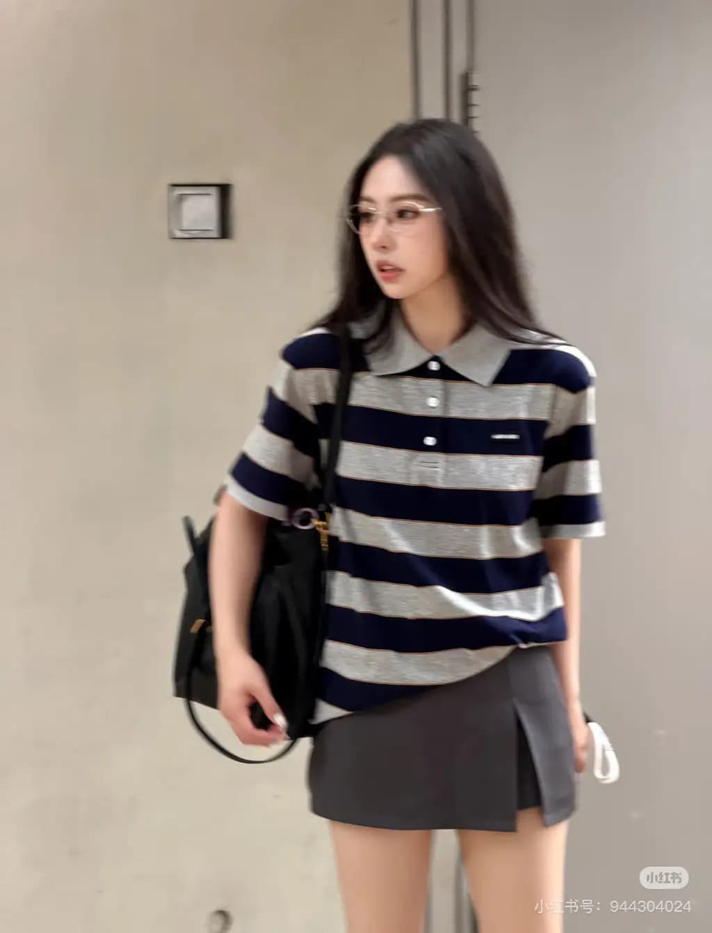 미우미우 미우미우 스트라이프 카라 폴로 니트 상세 이미지
