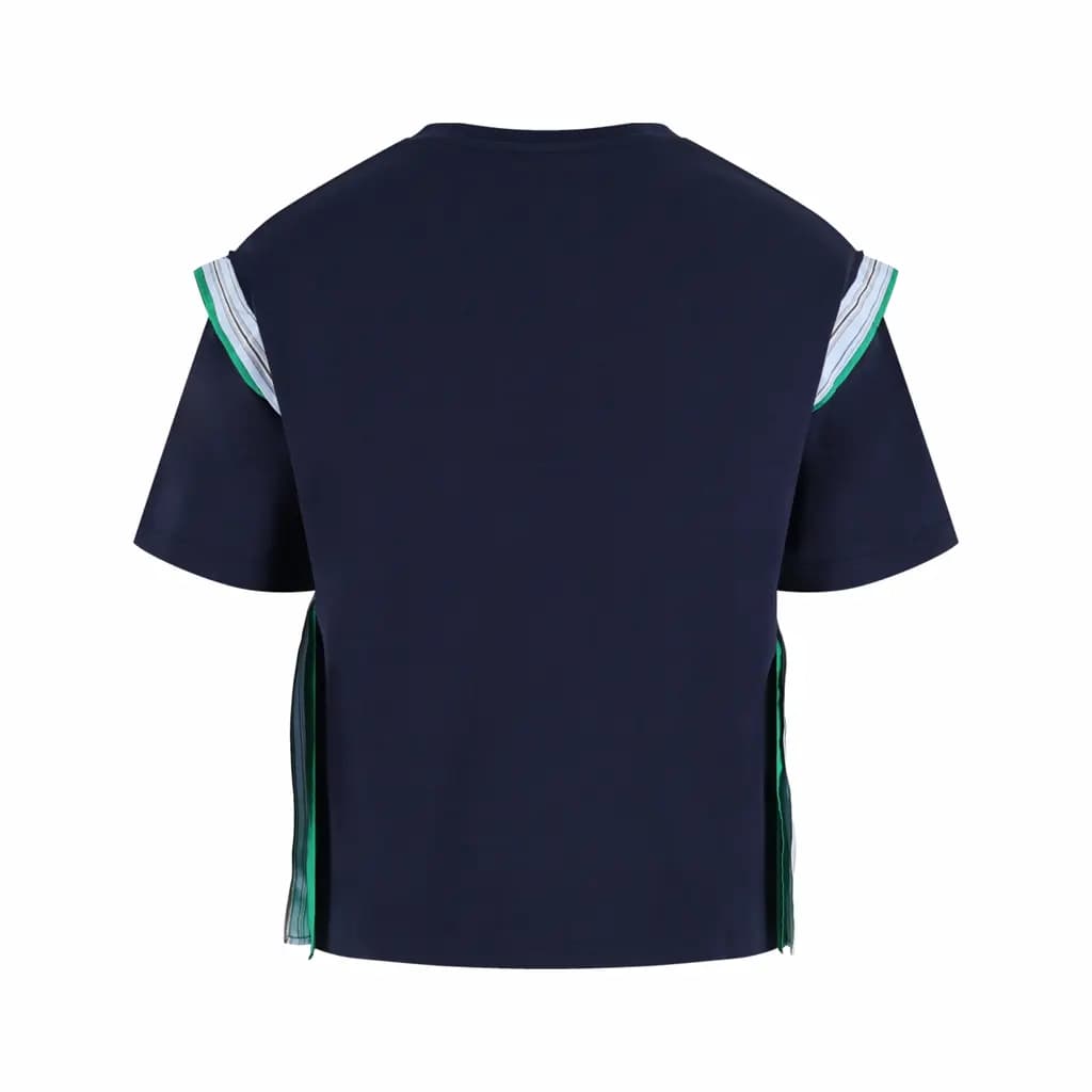 로에베 로에베 스트라이프 숄더 디테일 크롭 반팔 티셔츠 상세 이미지