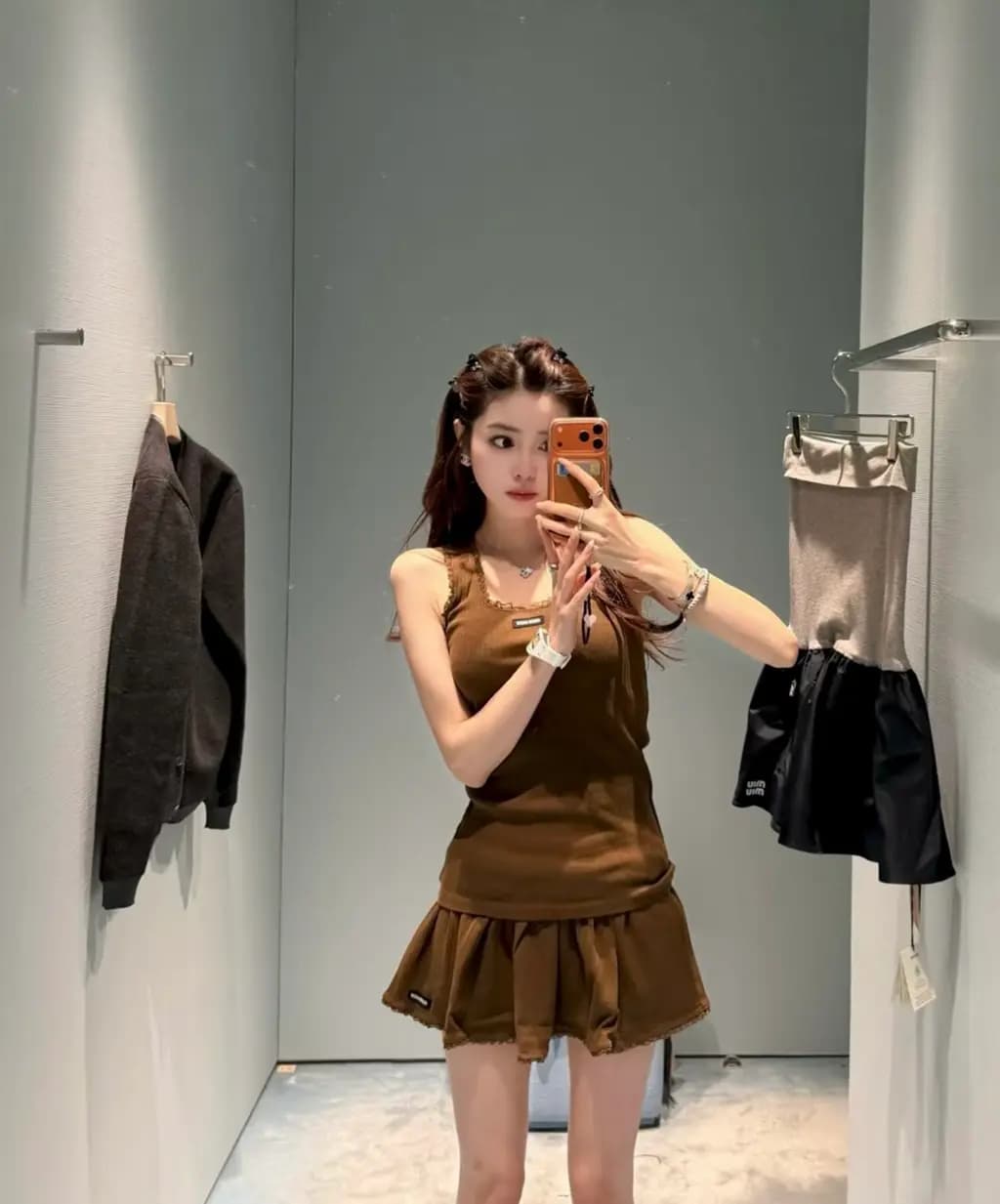 미우미우 미우미우 레이스 트리밍 리브드 탱크탑 상세 이미지