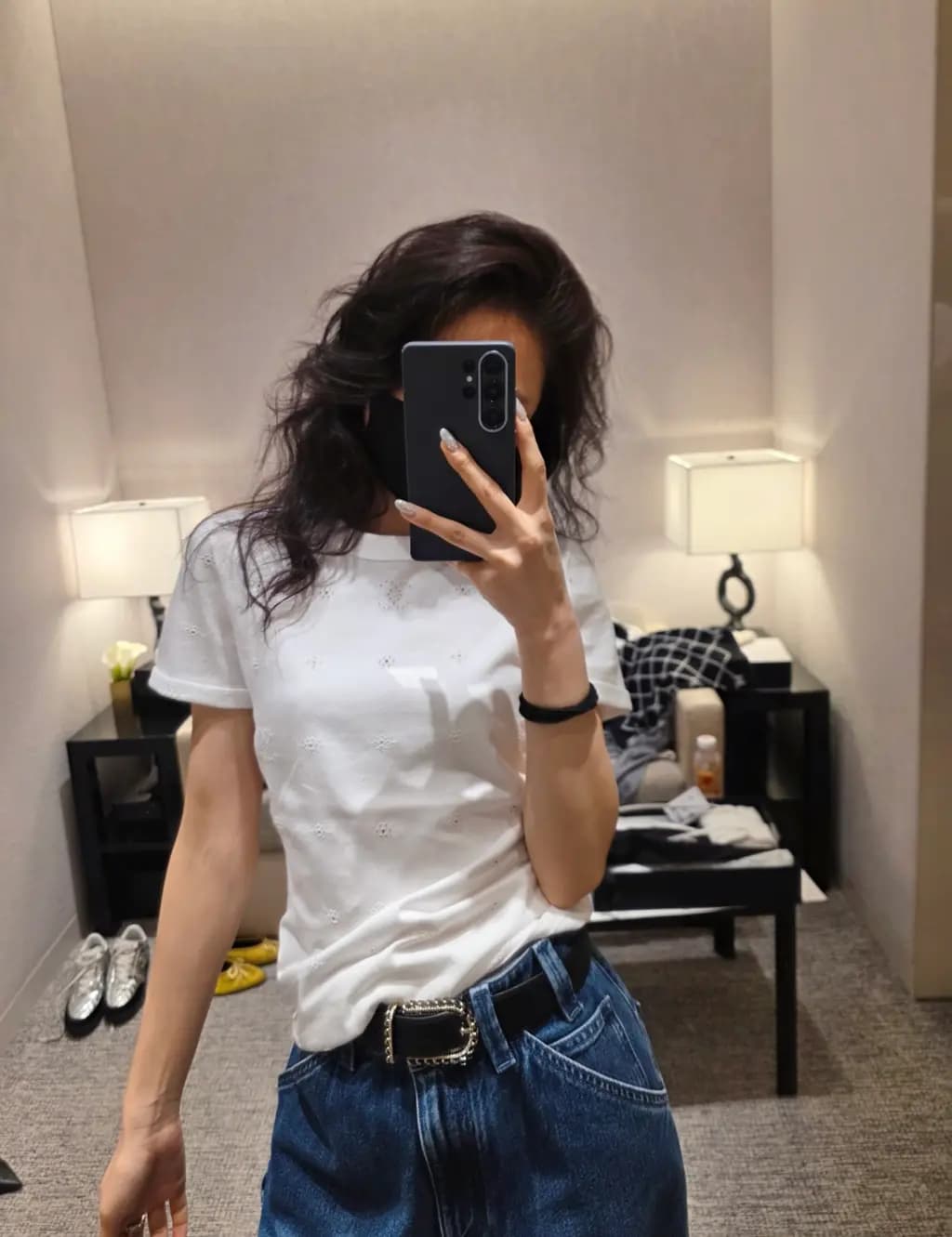 샤넬 샤넬 CC 아일렛 펀칭 반팔 티셔츠 상세 이미지
