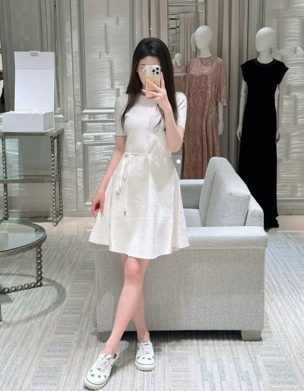 디올 디올 오블리크 패턴 플레어 미니 원피스 상세 이미지