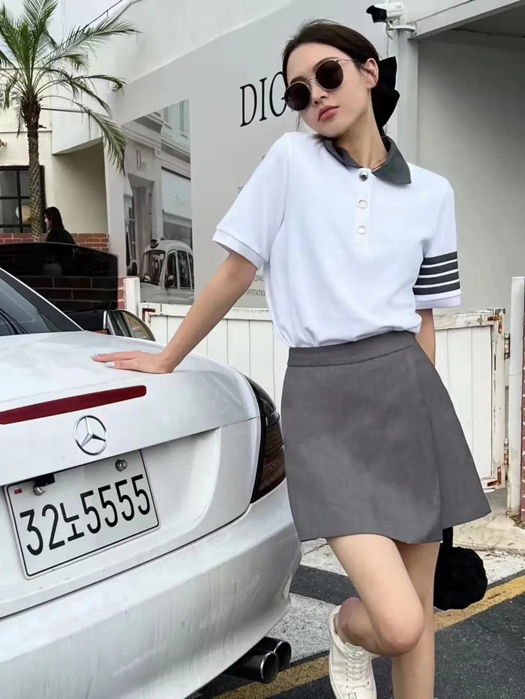 톰브라운 톰브라운 배색 카라 RWB 4Bar 키트 그래픽 폴로 니트 상세 이미지