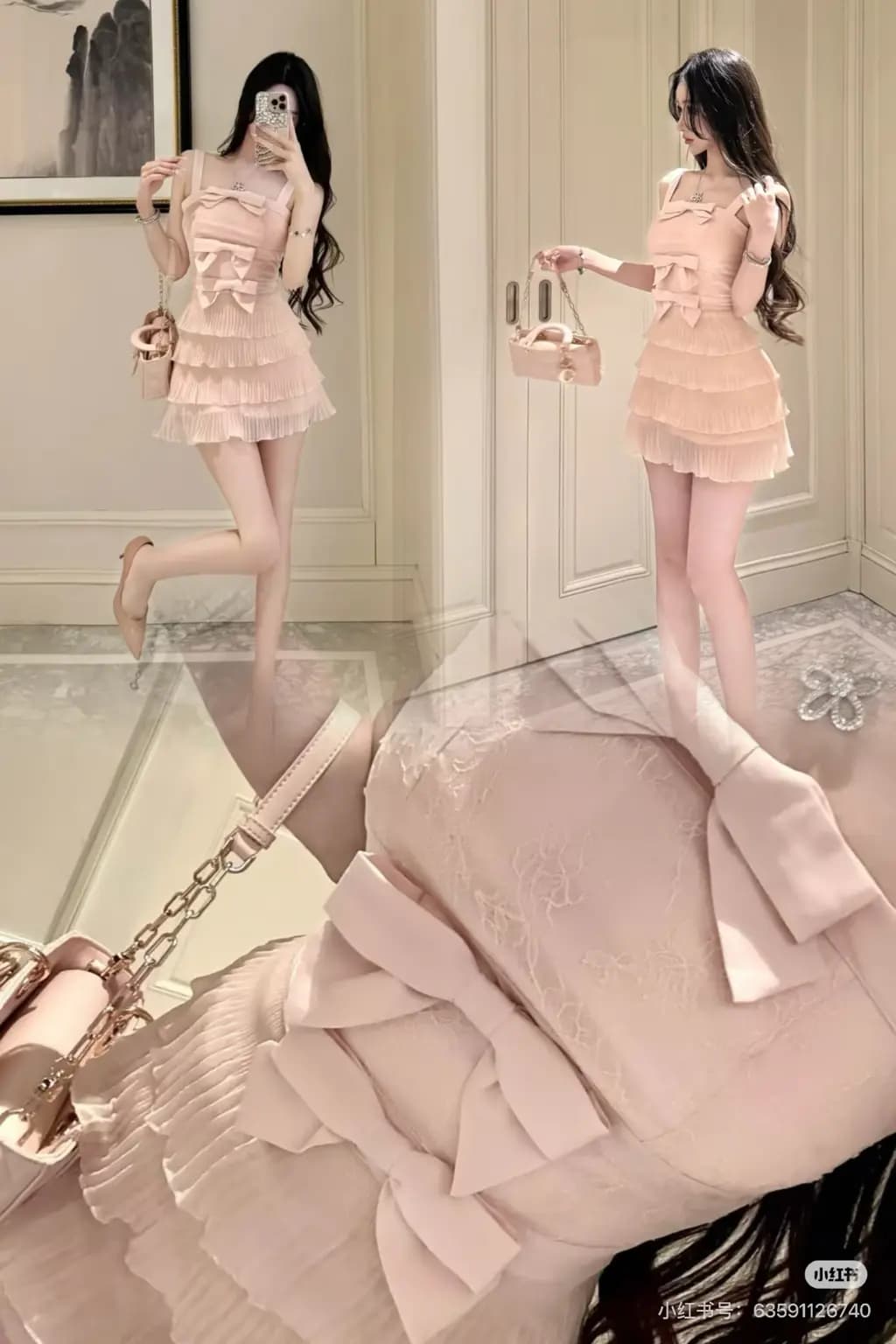샤넬 샤넬 보우 티어드 슬립 미니 드레스 상세 이미지
