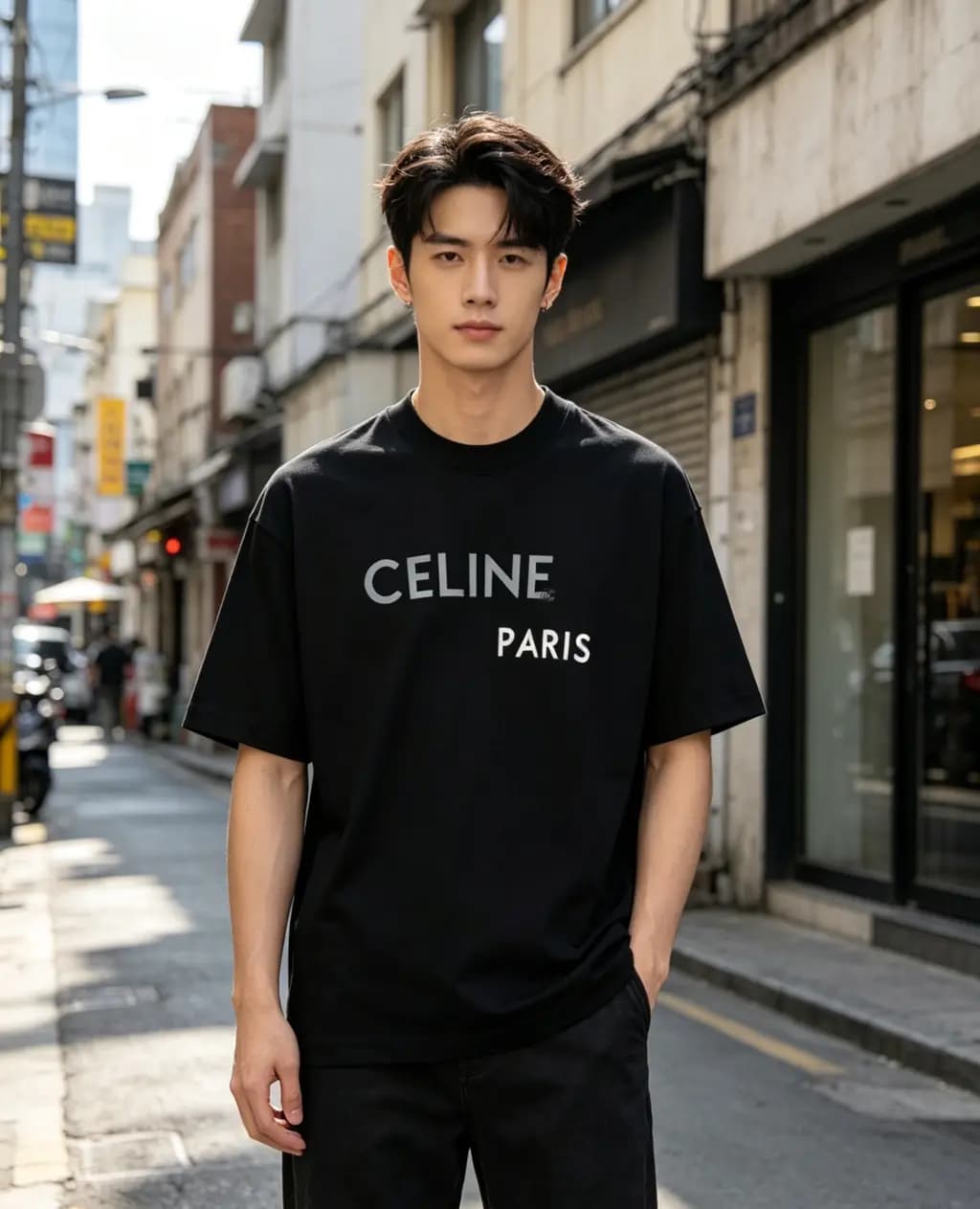 셀린느 셀린느 커플 CELINE PARIS 오버핏 반팔 티셔츠 상세 이미지