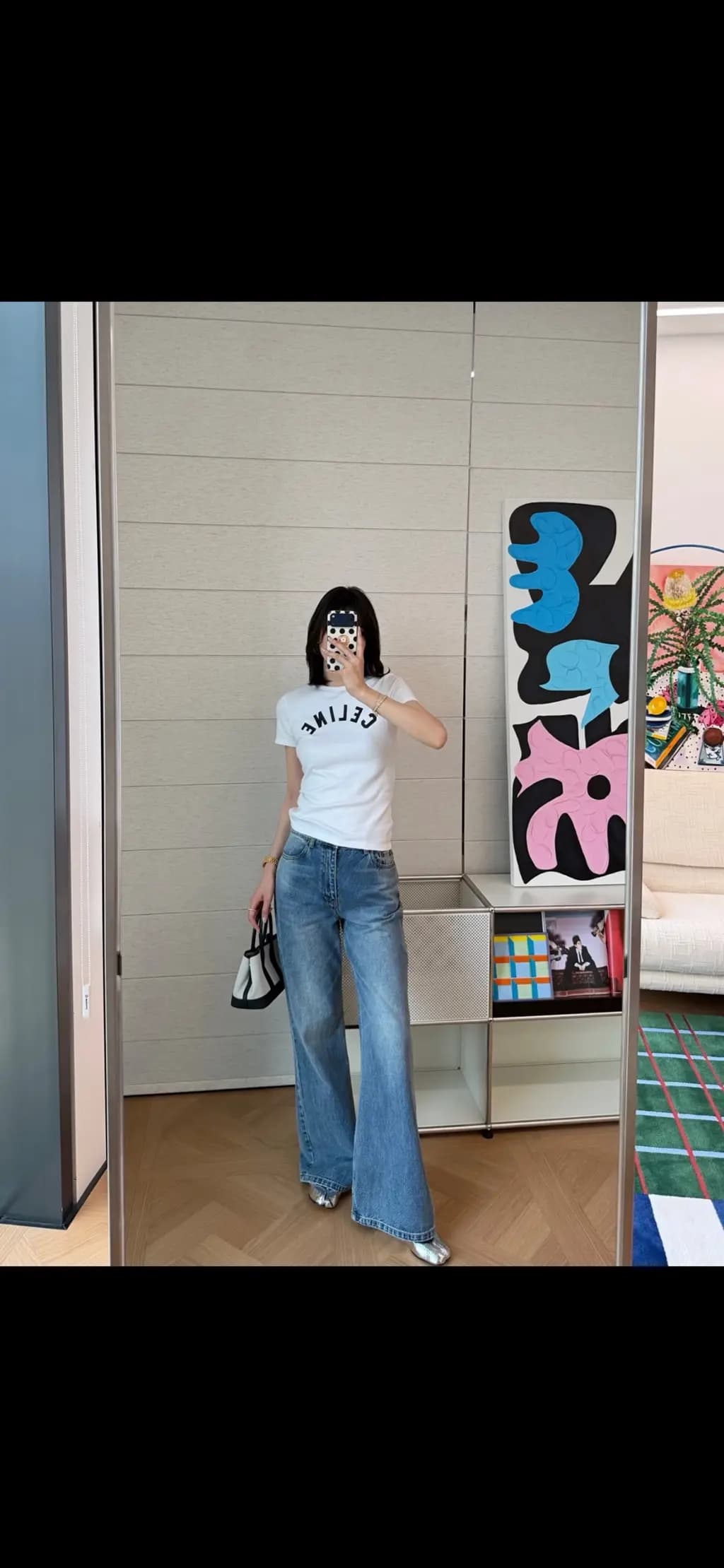 셀린느 셀린느 아치 레터링 로고 크롭 반팔 티셔츠 상세 이미지