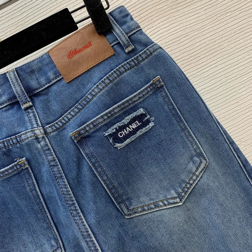 샤넬 샤넬 레터링 메탈 데님 와이드 팬츠 상세 이미지