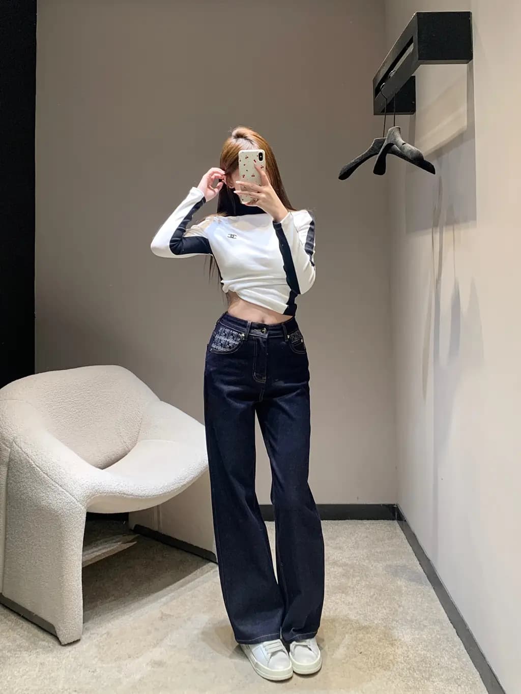 펜디 펜디 FF 자수 와이드 데님 팬츠 상세 이미지