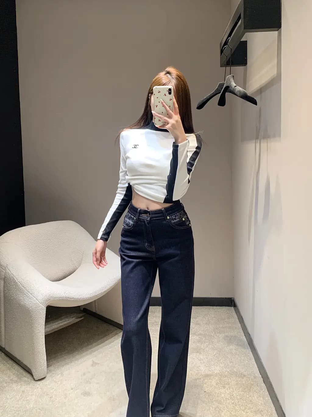 펜디 펜디 FF 자수 와이드 데님 팬츠 상세 이미지