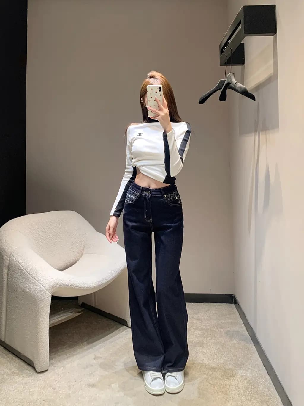 펜디 펜디 FF 자수 와이드 데님 팬츠 상세 이미지