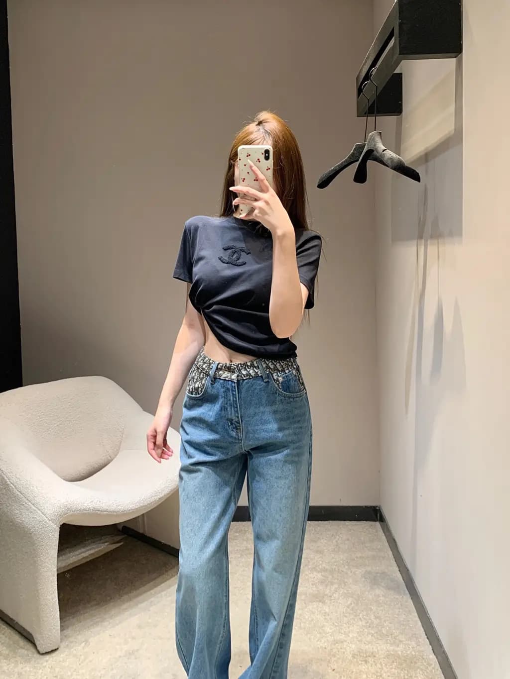 디올 디올 오블리크 패턴 와이드 데님 팬츠 상세 이미지