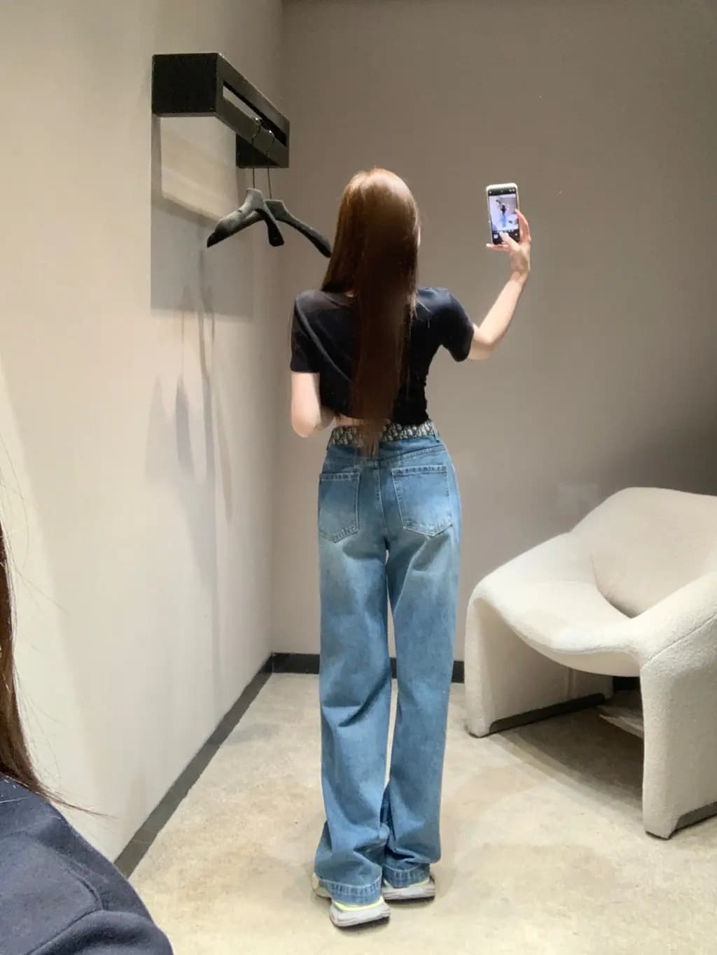 디올 디올 오블리크 패턴 와이드 데님 팬츠 상세 이미지