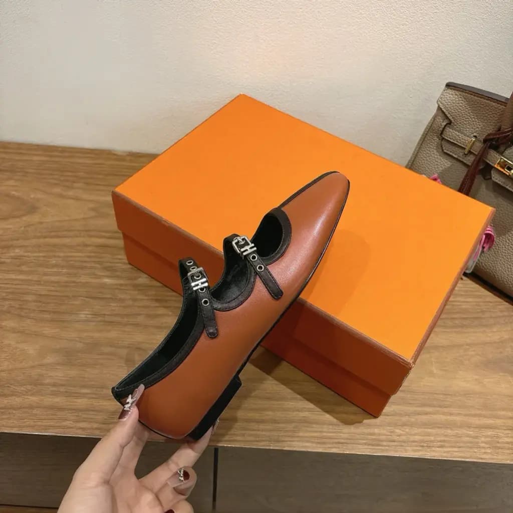 에르메스 에르메스 리리아 램스킨 발레리나 플랫 상세 이미지