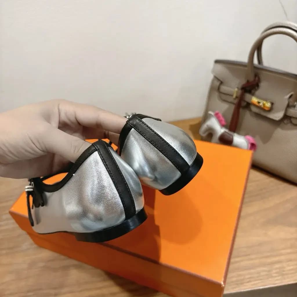 에르메스 에르메스 리리아 램스킨 발레리나 플랫 상세 이미지