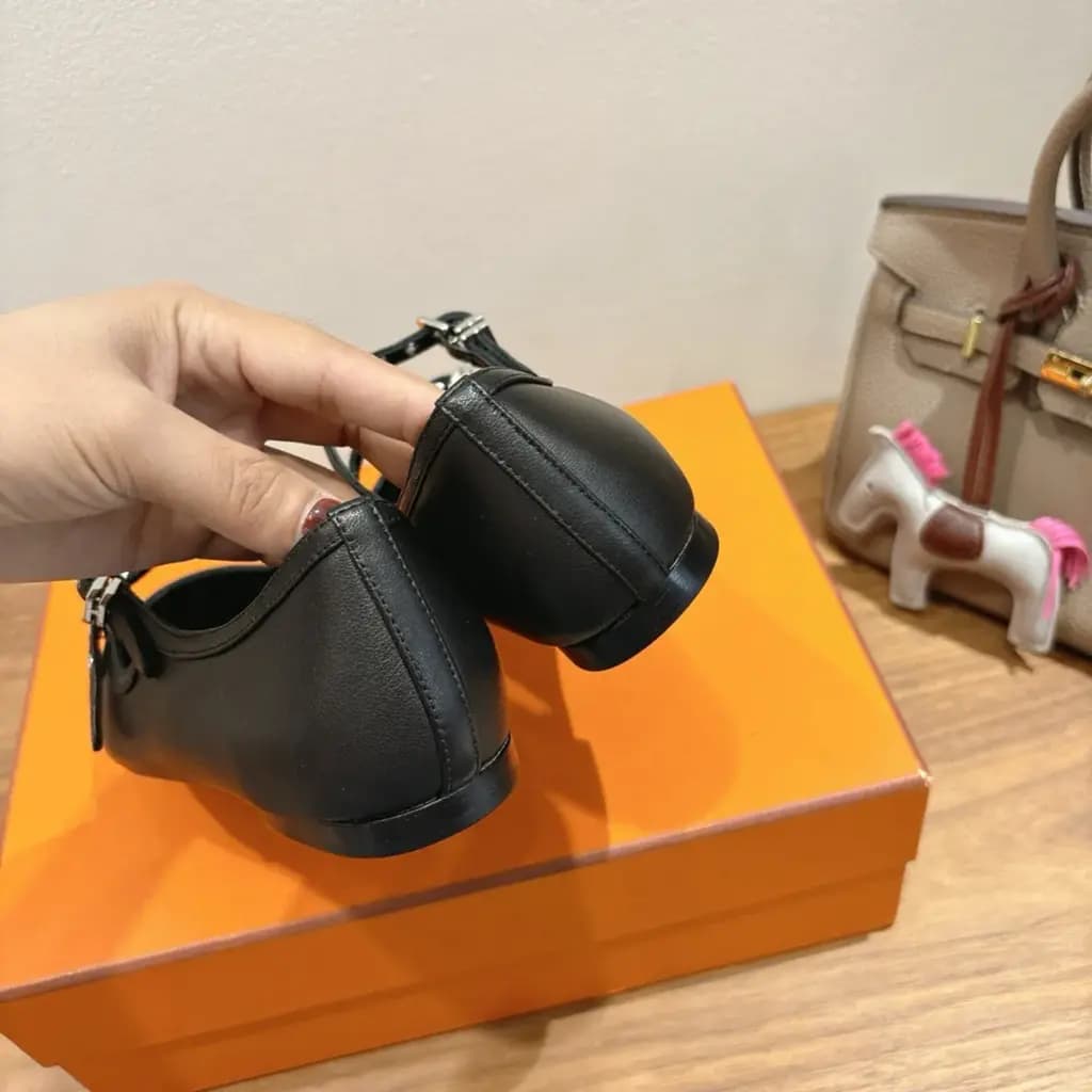 에르메스 에르메스 리리아 램스킨 발레리나 플랫 상세 이미지