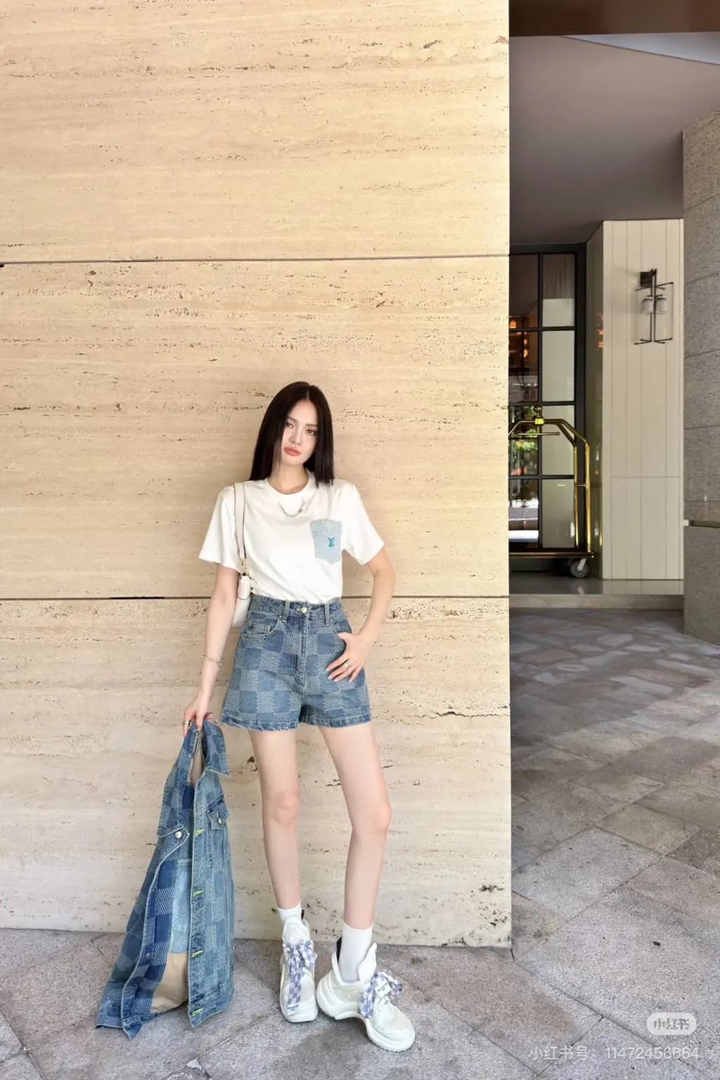 루이비통 루이비통 체크 자카드 데님 쇼츠 상세 이미지