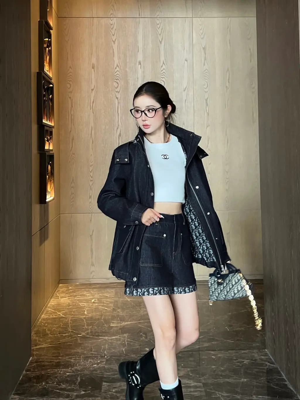 디올 디올 오블리크 패턴 데님 후드 자켓 상세 이미지