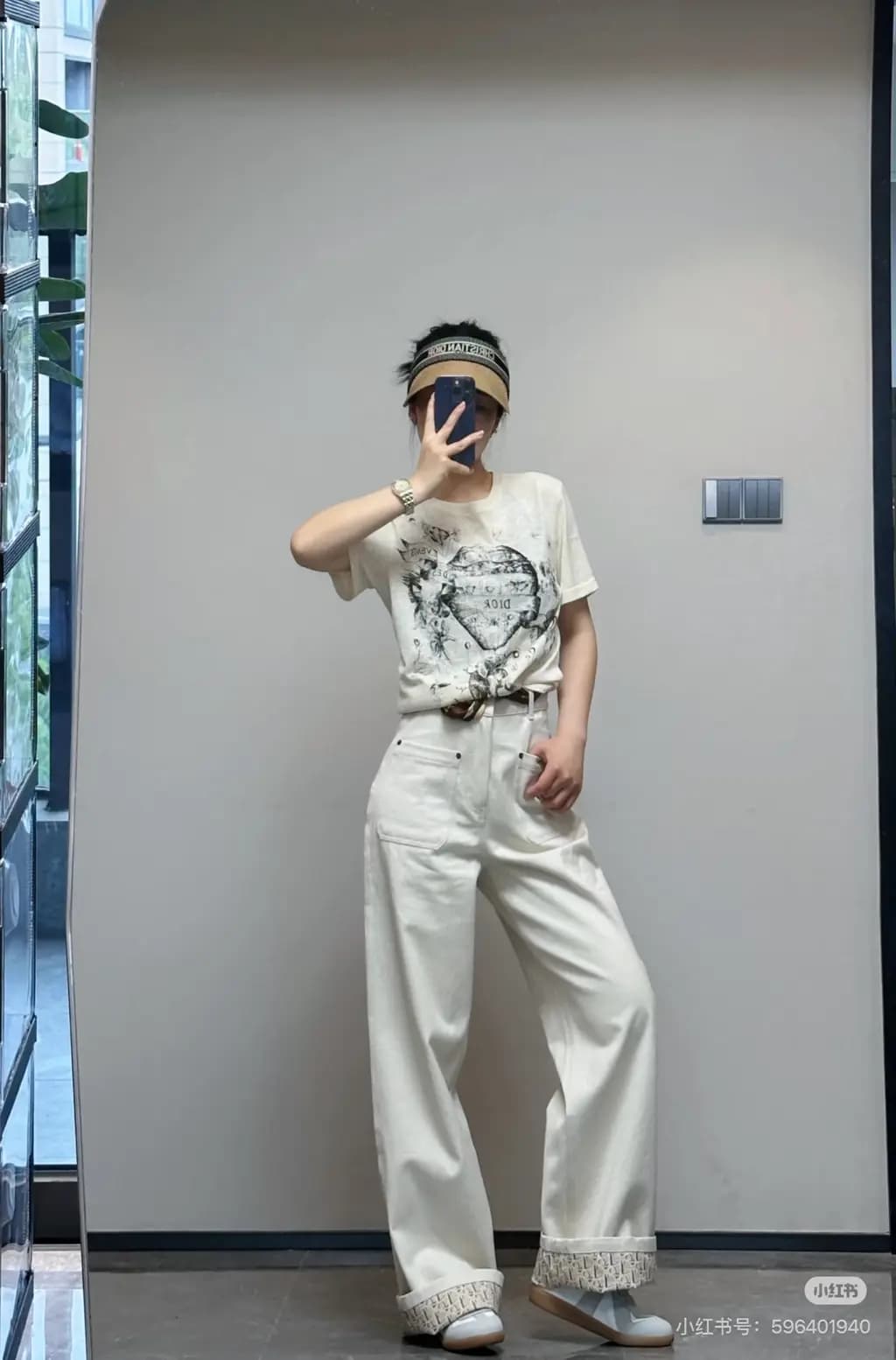 디올 디올 오블리크 레이스 헴 와이드 데님 팬츠 상세 이미지