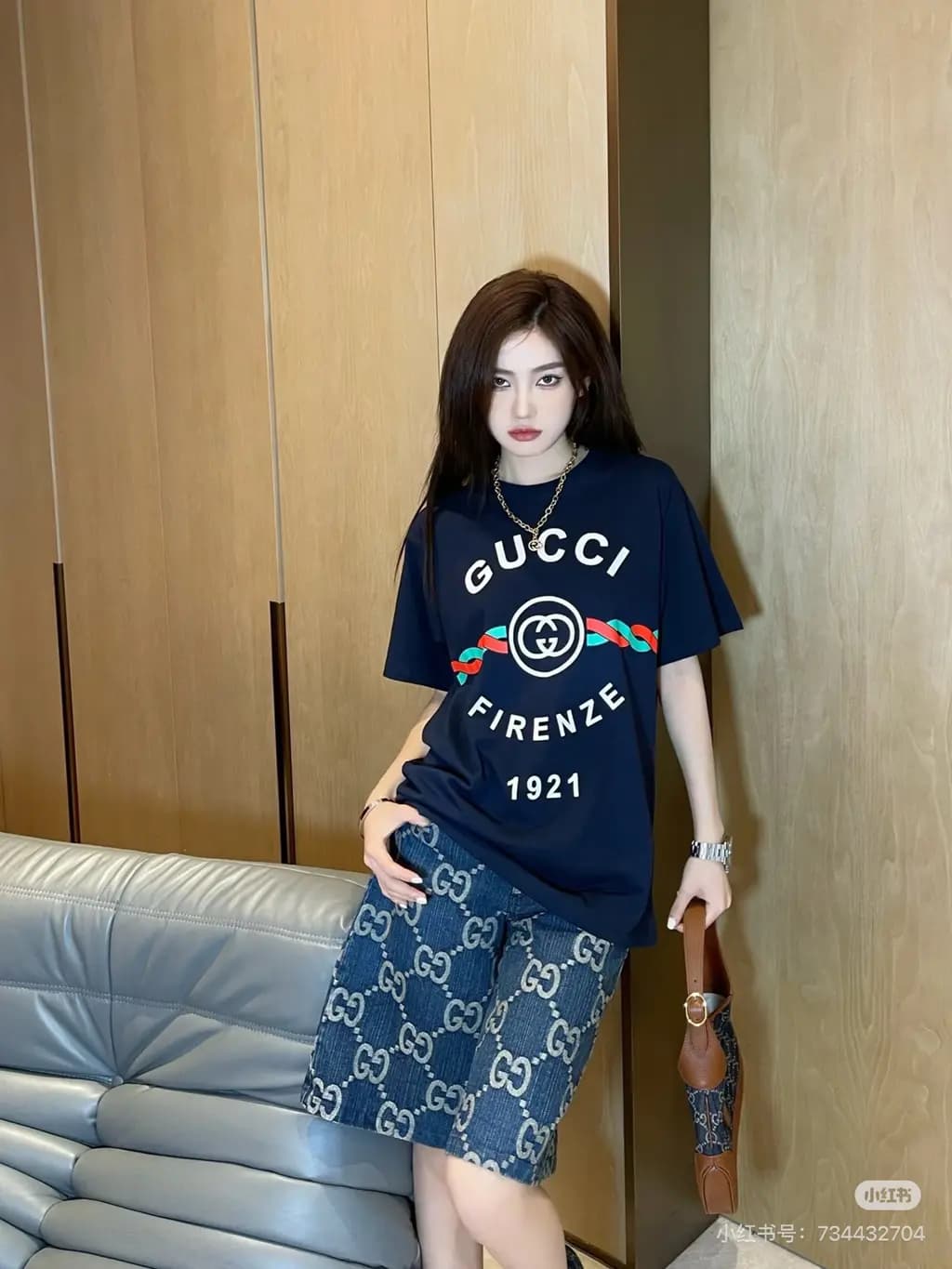 구찌 구찌 올오버 GG 자카드 데님 쇼츠 상세 이미지