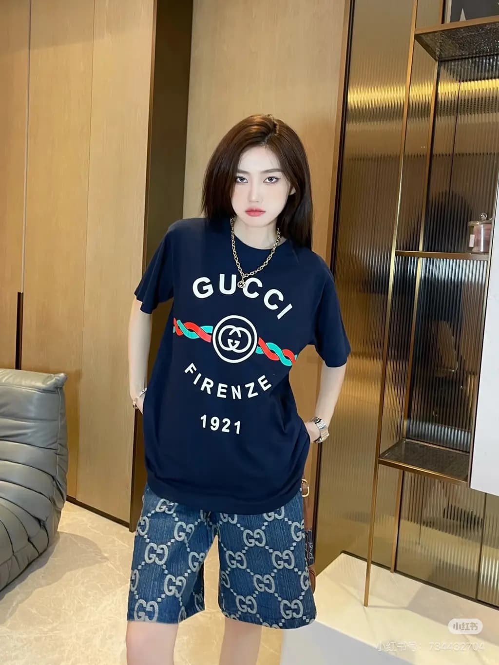 구찌 구찌 올오버 GG 자카드 데님 쇼츠 상세 이미지