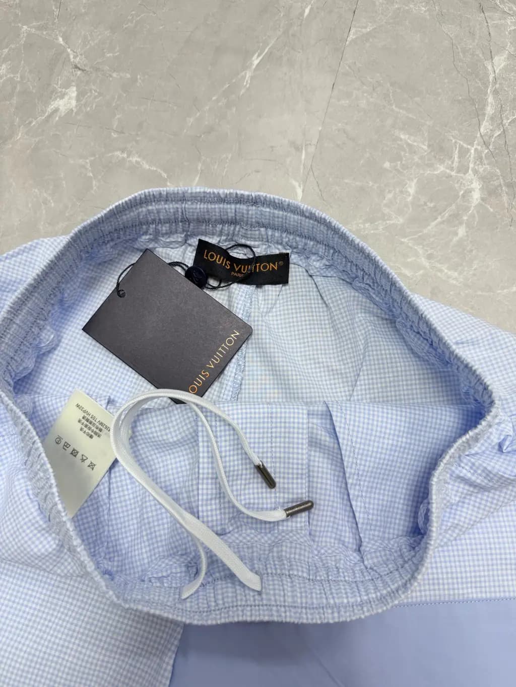 루이비통 루이비통 체크 패턴 드로스트링 쇼츠 상세 이미지