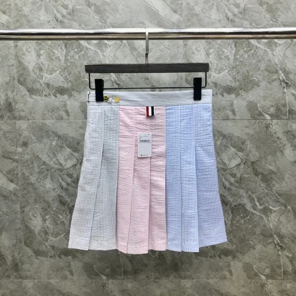 톰브라운 톰브라운 멀티 스트라이프 나이프 플리츠 미니 스커트 상세 이미지
